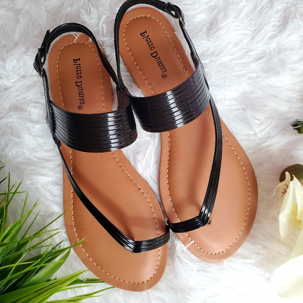 Pierre Dumas Wide Width  Black Sandals